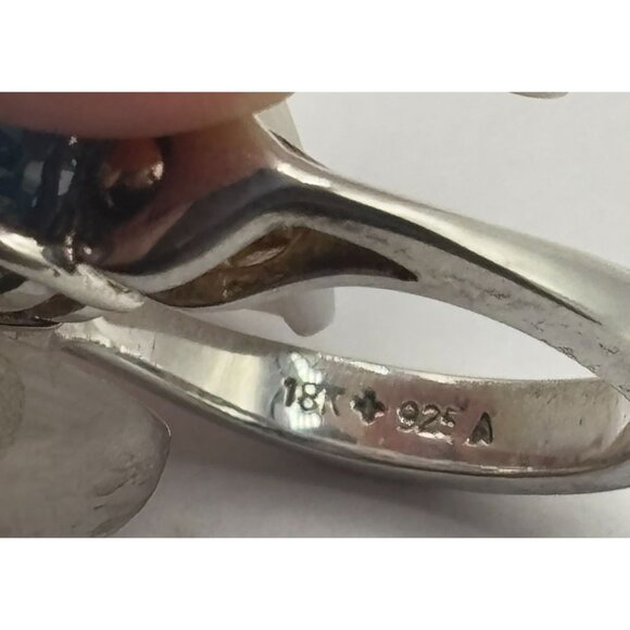 Lorenzo Blue Topaz Ring 18K Gold & Sterling Silver Size 7.5 - Picture 6 of 8